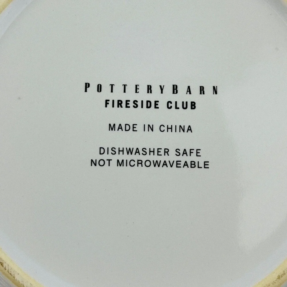 Pottery Barn Rover Fireside Club Salad Plate Lot of 2 Dog Multicolor Stripe Trim
